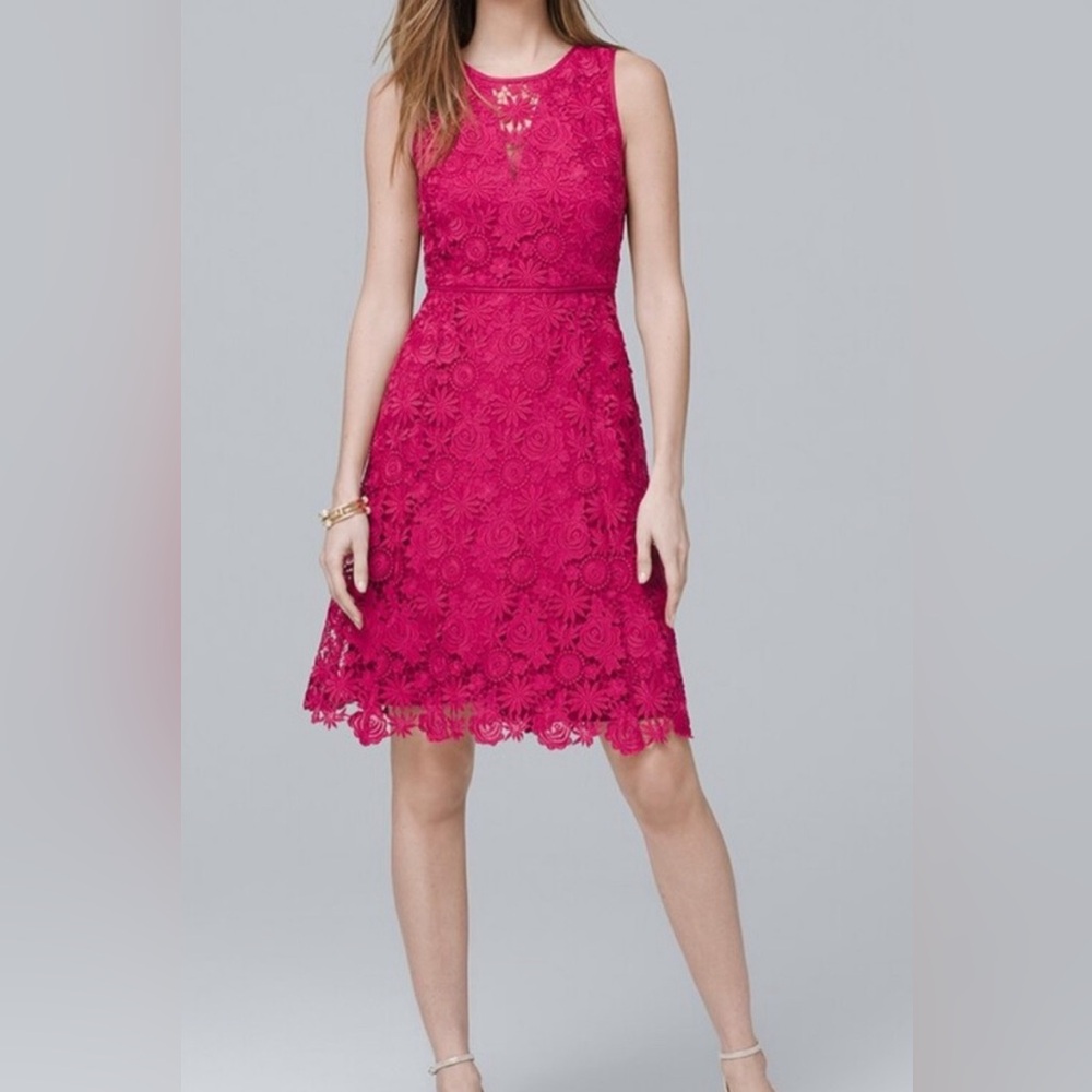 WHBM pink raspberry fit and flare sleeveless dress size 2